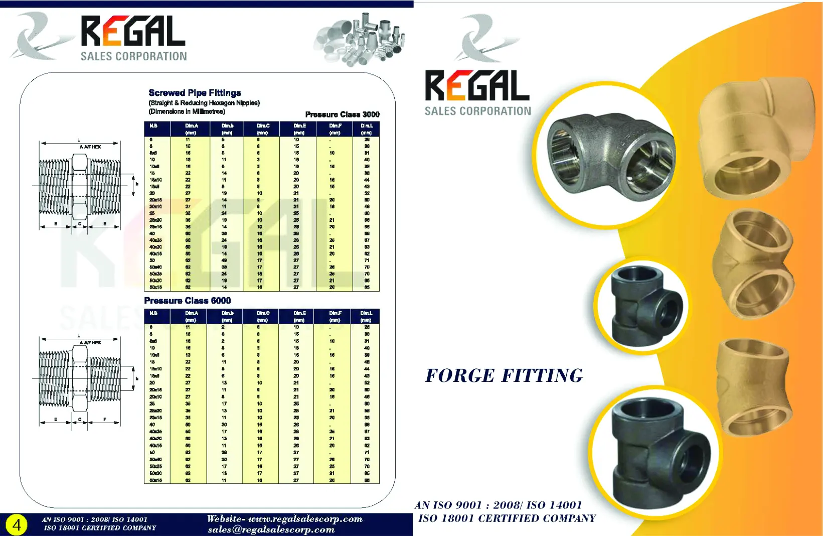 Regal Sales Corporation Forge Fitting PDF Catalog | Screwed Pipe Fittings PDF Catalog